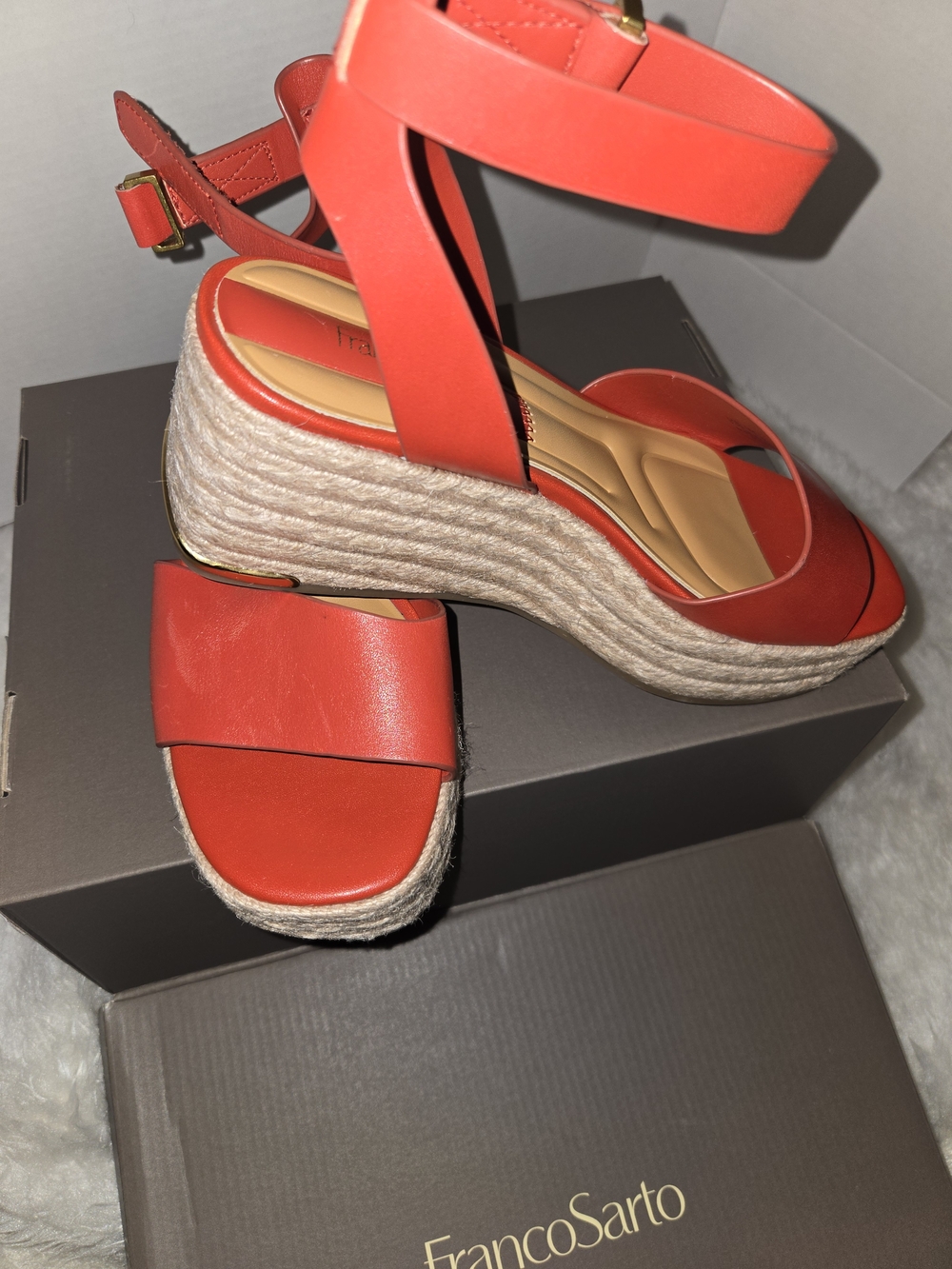 Franco Sarto Red Espadrille Wedge Sandals